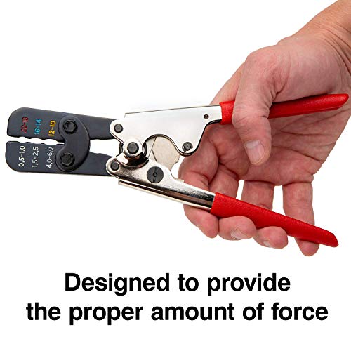 Master Appliance Professional Crimping Tool for Heat Shrink Wire Connectors - Ratcheting Wire Terminal Crimper for Multiple Gauge AWG Sizes (35084) Ratcheting Crimper
