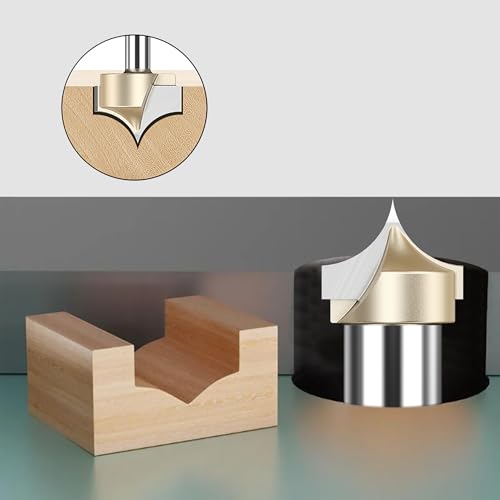 HUHAO 4Pcs Groove Point Cutting Roundover Router Bit Set, 1/4" Shank