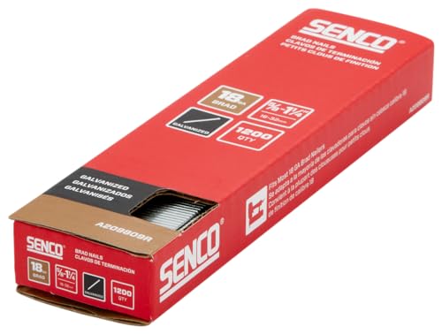 SENCO A209809R 5/8" - 1-1/4" 18 Gauge Brad Nails, Galvanized Finish, Collated 1,200 Count Pack