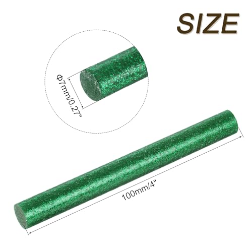 uxcell 16pcs Mini Hot Glue Gun Sticks 4 inch x 0.27 inch Small Glue Sticks for Glue Gun, 7 x 100mm Glitter Dark Green 0.27 x 4 inch