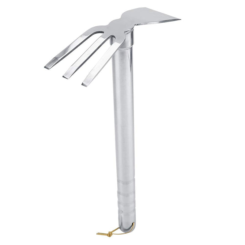 Stainless Steel Hoe and Cultivator, Hand Tiller for Gardening, Weeding, Tilling Soil Heavy Duty Bend Proof Mini Stainless Steel Fork and Blade Rust Proof Finish