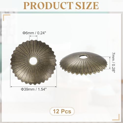 uxcell 12Pcs Cabinet Knob Backplate 1.54Inch Radial Shape Brass Washers Bronze Tone 12
