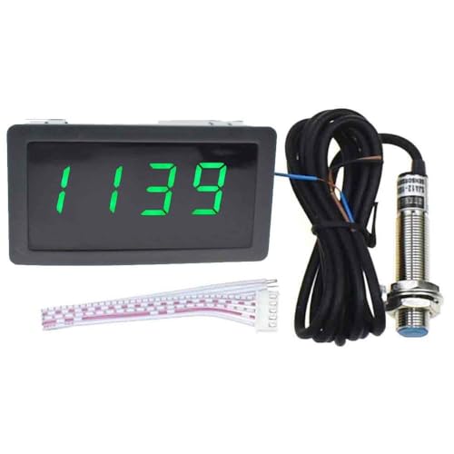 2PCS Green Digital LED Tachometer RPM Speed Meter AC 110V 220V Digital Motor Tachometer with Hall Proximity Switch Sensor NPN