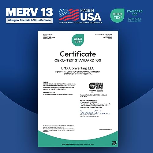 BNX TruFilter 16x25x2 Air Filter MERV 13 (4-Pack) - MADE IN USA - Electrostatic Pleated Air Conditioner HVAC AC Furnace Filters for Allergies, Pollen, Mold, Bacteria, Smoke, Allergen, MPR 1900 FPR 10