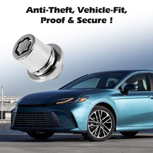 Wheel Lock Lug Nuts Set M12 x 1.5 Anti Theft Fit for Toyota Avalon C-HR Camry Celica Corolla Matrix Mirai MR2 Prius RAV4 Sienna Solara & Lexus, Chrome, Replace Toyota Wheel Lock Key 00276-00900