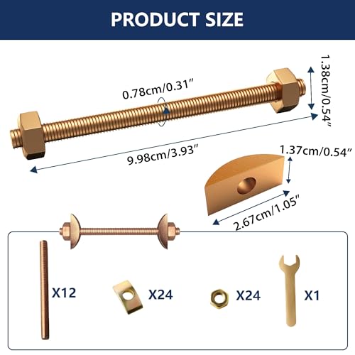 Countertop Joint Connectors, 12 Sets M8x100mm Miter Bolts & Draw Bolts, Heavy Duty Furniture Fastening Kit for Butcher Block, Bed Frame Hardware, Stair Assembly & Wood Joinery – Zinc-Plated