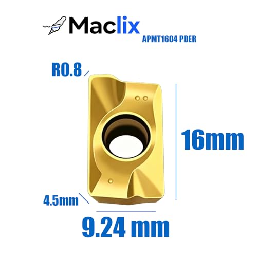 10pcs APMT1604 PDER DP5320 Carbide Turning Inserts, Featuring a Highly Wear-Resistant AlTiN Coating,APKT1604 Compatible with BAP400R Series End Mill Holders for Processing Steel Parts 10pcs APMT1604 PDER DP5320
