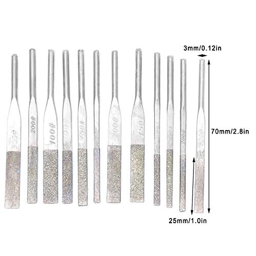  [AUSTRALIA] - Garosa 12 Piece Precision Needle File Set, Multi Grit Machine Files for Metal Grinding and Reciprocating Tools, Professional Shank Taper Files 100 150 200 300 Grit