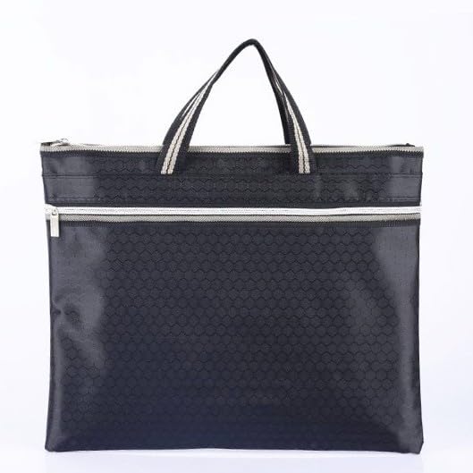 Oxford Document Bag Double Layer Zippered Laptop Handbag with Handles Dual Compartment for Business Office Meetings Travel Blue