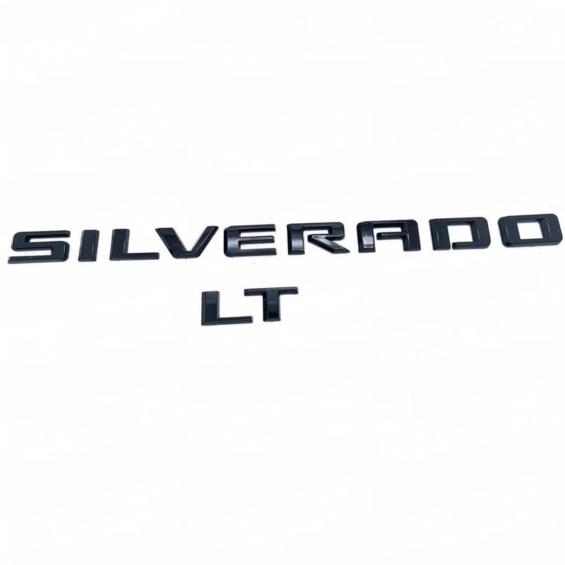 2019-2025 2pack OEM Nameplate with LT Emblem 3D Letters Badge Replacement for Silverado 1500 2500HD 3500HD 86539786 (Glossy Black) 1 With LT Black