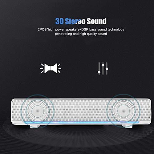 Speaker, Mini Speaker, USB Speaker PC Stereo Lightweight Wired LED Soundbar Speaker, Soundbar Soundbox, 3.5mm Audio Jack Compatible with PC Computer Tablet TV for Office Home Home Theater