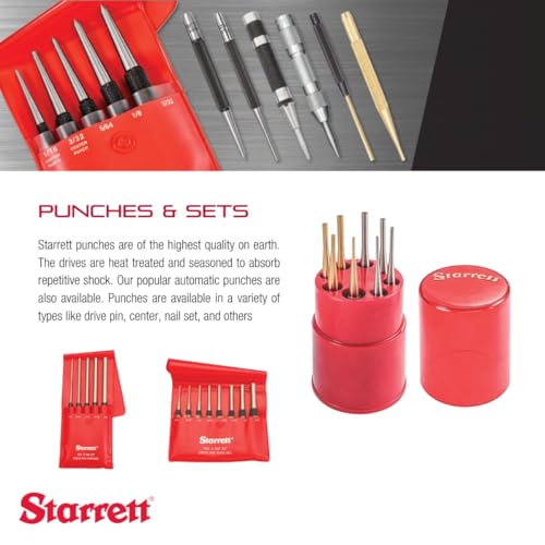 Starrett Steel Prick Punch Set, 4" Length, 5-Pack
