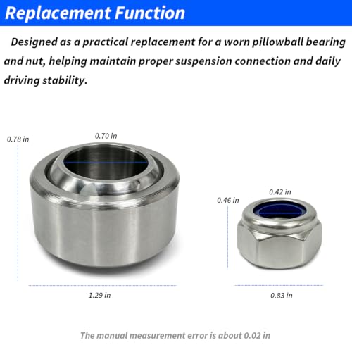 50754 Pillowball Bearing & Nut Replacement Compatible with Air Lift Performance Suspension Kits, Stainless Steel Nut & Bearing Steel Inner Ring-1PCS 2