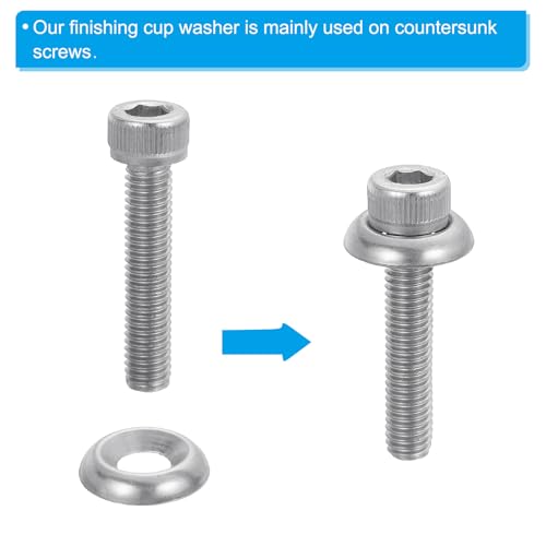 PATIKIL #14 Finish Countersunk Washer, 100pcs 304 Stainless Steel Flat Cup Head Screw Gasket Bolt for Mechanical Accessories Parts DIY Models, Black 100