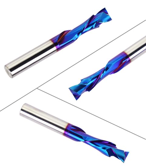 3/8 inch Shank Compression CNC Router Bits Carbide Spiral End Mill Up&Down Cut with Nano Blue Coated for Grooving Slots and Mortises 1