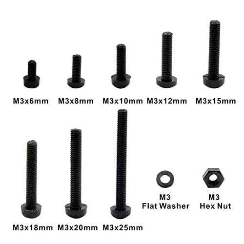 Metric M3 Black Nylon Phillips Pan-Head Screws, Nuts & Washers Kit Black-M3