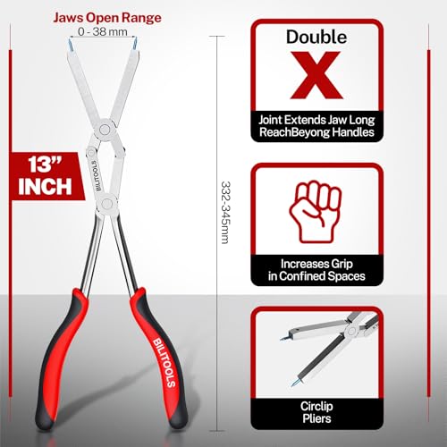 BILITOOLS 13" Extra Long Internal Snap Ring Pliers, Double Joint