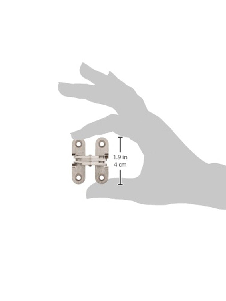 SOSS 203 Zinc Invisible Hinge with Holes for Wood or Metal Applications, Mortise Mounting, Satin Nickel Exterior Finish (Pack of 2) #6 X 1 inches