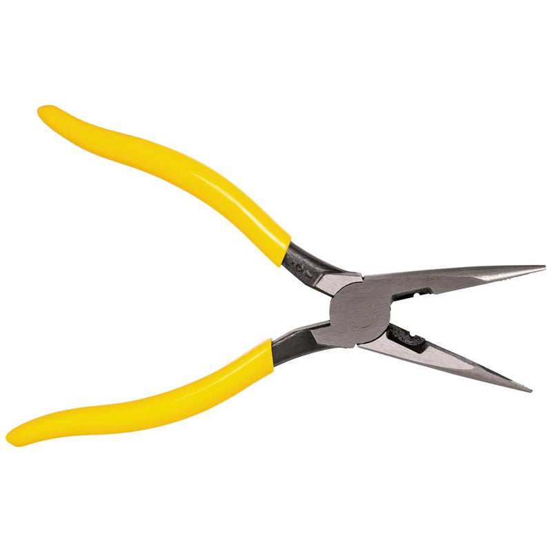 Klein Tools D203-8N Needle Nose Pliers and Wire Stripper, Long Nose Side Cutters with Wire Striping Hole, Heavy Duty Alligator Pliers, 8-Inch Side Cutting/Wire Stripping
