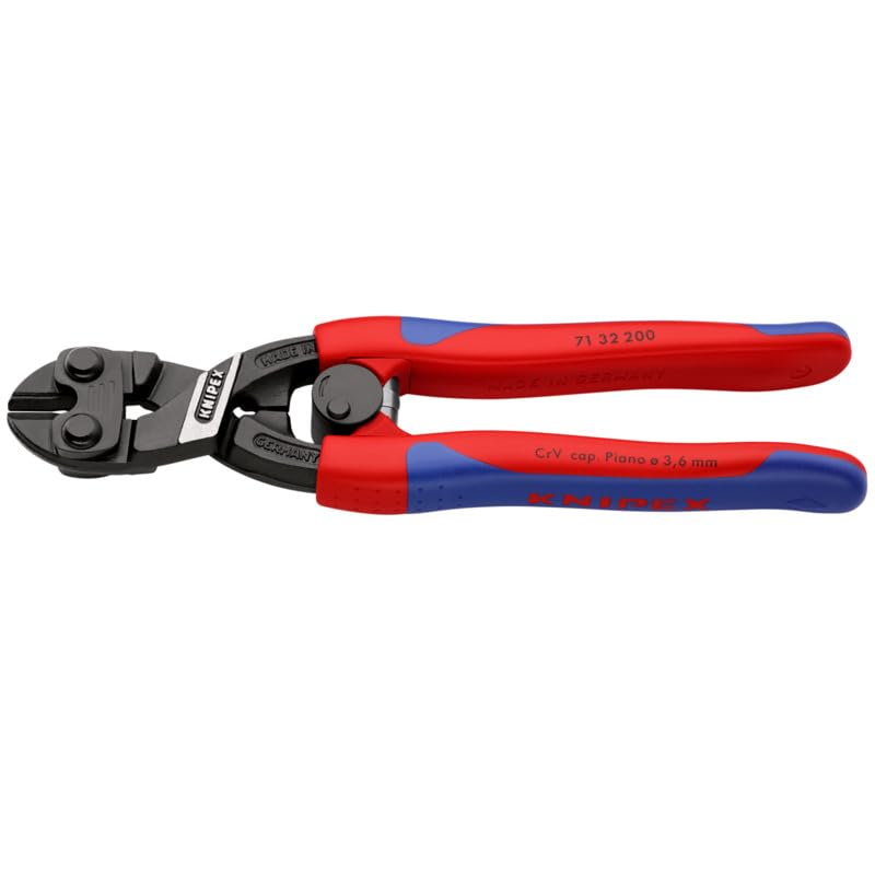 KNIPEX 71 32 200 High Leverage CoBolt Cutter with Notch and Spring, Comfort Grip Handles