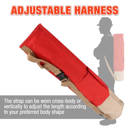 36 Inch Heavy Duty Lath Bag with Pockets, Hi-Vis Orange Waterproof Lath Stake Bag for Surveying & Construction