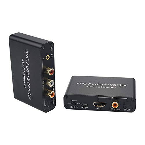HDMI ARC Audio Extractor Pro, 192KHz DAC Converter, HDMI ARC to Optical Coaxial and Analog L/R RCA 3.5mm, Digital Optical SPDIF Coaxial to Analog Audio Converter for TV Sound System (H103-ARC Pro) H103-ARC Pro