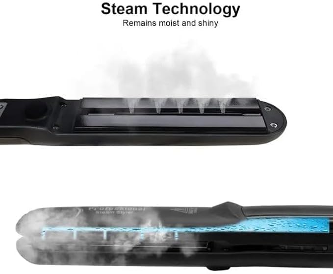 Professional 2 in 1 Steam Flat Iron, Hair Straightener & Curler Styler, Tourmaline Ceramic Steam Hair Straightener, Flat Iron Vapor Plate, Glossy Hairs, Adjustable Temperatures