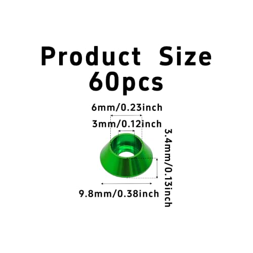 pson 60Pcs M3 Counterbore Washers(Green) Green