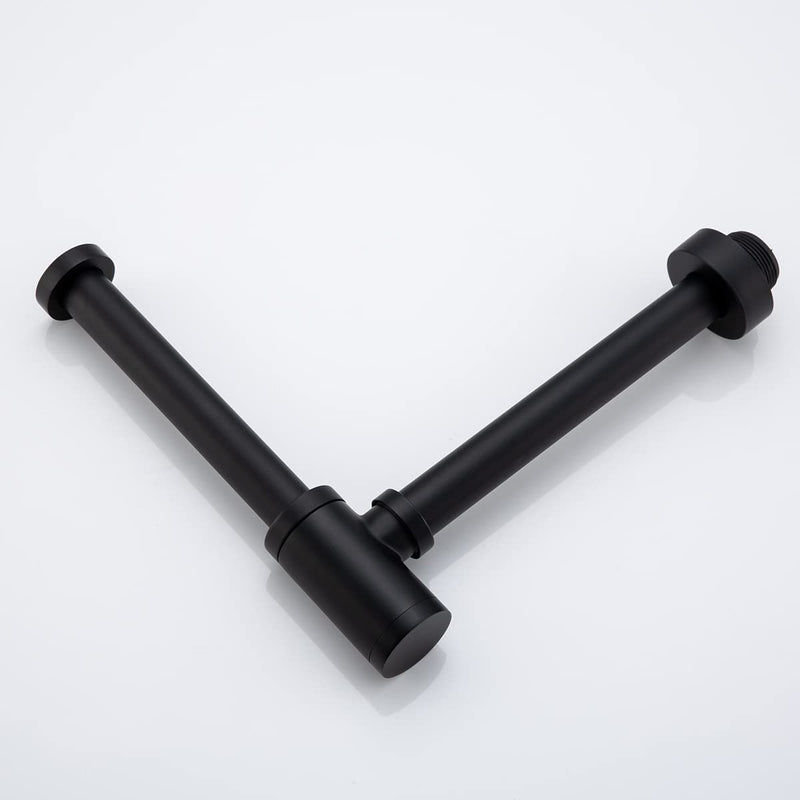 Brass Round Bottle P-Trap 1 1/4, Adjustable Basin Sink Waste Drain Trap Kit, Matte Black P Trap
