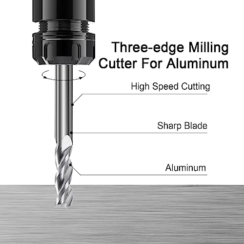 1/2" 3-Flute Solid Carbide Square End Mill, 1Pcs 1/2 in