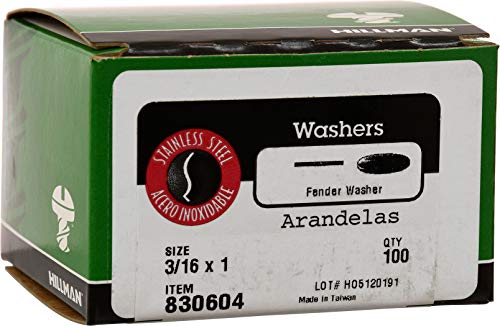 Hillman Stainless Steel Fender Washers 3/16" x 1",830604, (Pack of 100) (Pack of 100)