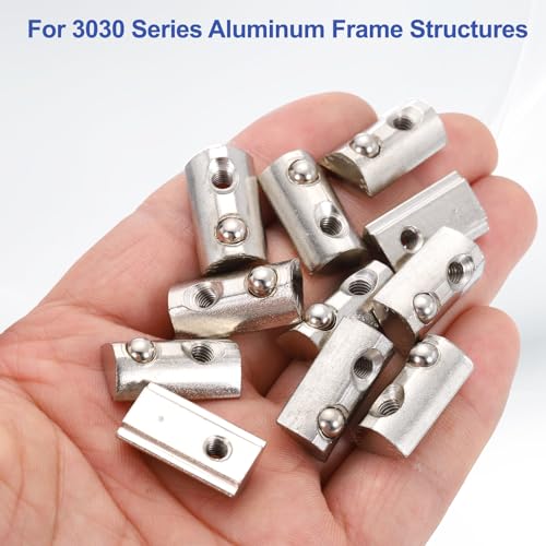 PATIKIL M4 Half Round Roll in Spring t Nuts, 50 Pcs 3030 Series Carbon Steel t Slot Spring Nuts for 8mm Aluminum Extrusion Profile 3D Printer DIY Tools Furniture Assembly, Silver