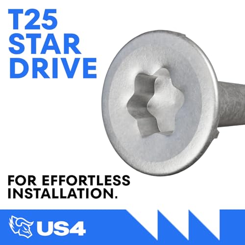 US4 - #10 x 3-1/8" Flat Head Screws Stainless Steel | Stainless Steel Wood Screws | T25 Star Drive | Self-Drilling Screws for Framing, Subflooring & Decking | 305 SS (100, #10 x 3.125 Inches) 100 #10 x 3-1/8"