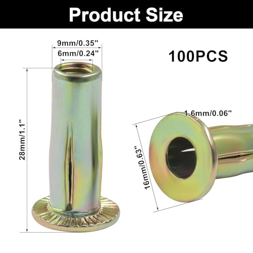 Murtenze 100 Pcs Multi-Grip Rivet Nut Kit, 1/4-20