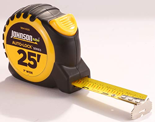 Johnson Level & Tool 1804-0025 Auto-Lock Power Tape, 25', Black/Yellow, 1 Tape 7.6 m