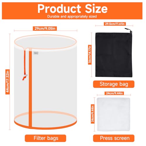 160 Micron 5 Gallon Filter Bag with Filter Screen - Reusable Filter Bag with Opening on Top Reusable, Washable（2 Pack） Filter Bag 160 Micron 2