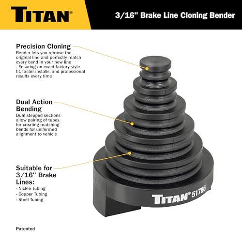 Titan 51786 3/16-Inch Brake Line Cloning Bender, Vise-mounted 180-Degree Brake Line Shaping Tool for Nickel, Copper, & Steel Tubing