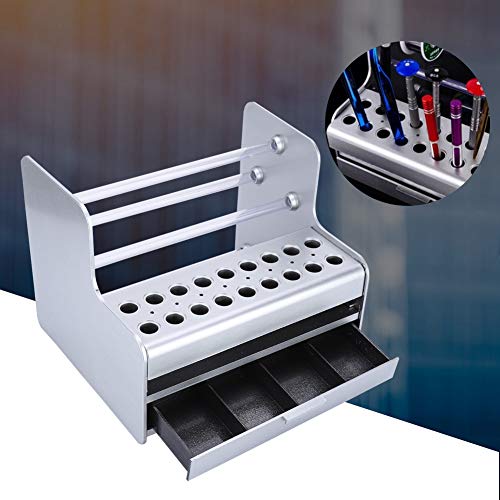 ASHATA Phone Repair Tool Holder Storage Box DIY Tools Box with Small Holes (for Screwdriver, Welding Oil, Knife) & Drawer (for Small Objects) for Mobile Phone Tablet and Others Repairing