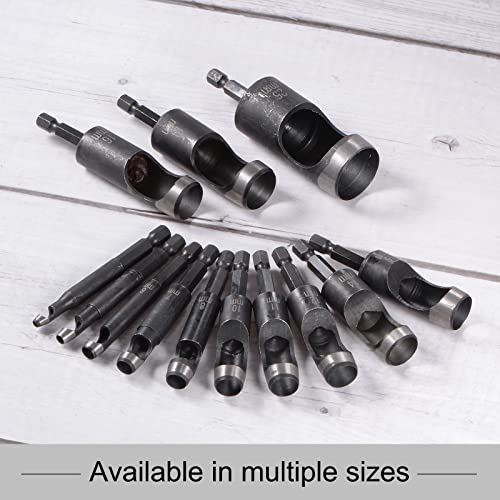 HARFINGTON Leather Hollow Punch Set 1/4 Hex Shank for Drills, 3/16" 1/4" 5/16" 3/8" 7/16" 1/2" Dia Rotary Hole Punches for Leathercraft