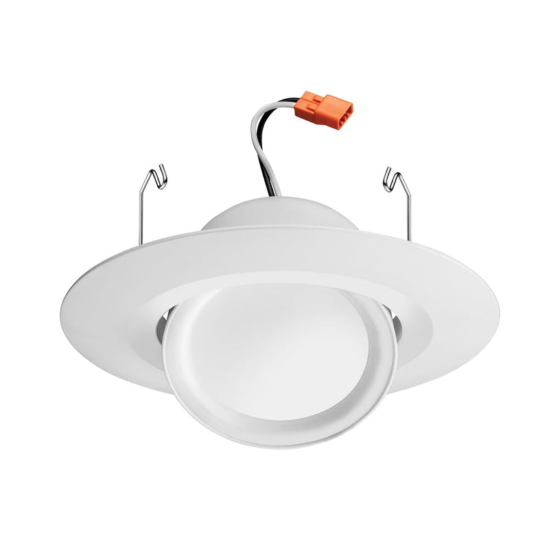 Juno 5"/6" Inch Adjustable LED Recessed Lighting, RetroBasics Series Adjustable Gimbal LED Downlight Trim Kit, 5"/6" Ceiling Light with 5-in-1 Switchable White Color, 700 Lumens, Matte White 5/6-Inch Standard | Adjustable | Smooth Trim