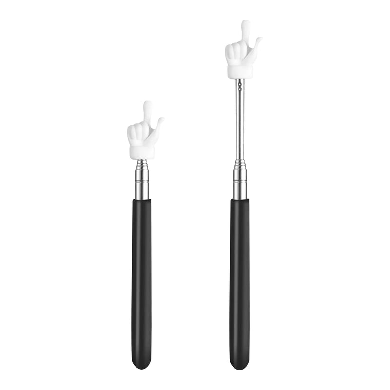 2Pcs Telescopic Teachers Pointer,Extendable Finger Shape Pointing Stick,Teacher Pointer Stick for Teaching,Conference Training,Demonstration,Lecture,Museum Explanation black