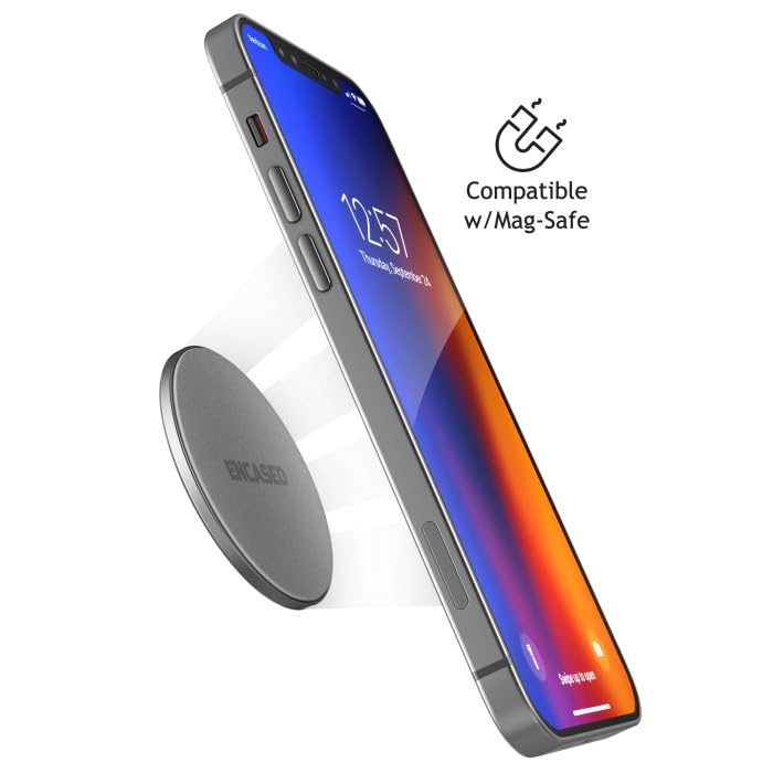 ENCASED Magnetic Mount-Anywhere iPhone Disks (2 Pack) Designed for MagSafe, Stick On Phone Holder - Great for Car, Home, Office, RV and More (Adhesive Backed / 0.15" Ultra Slim Design) 2
