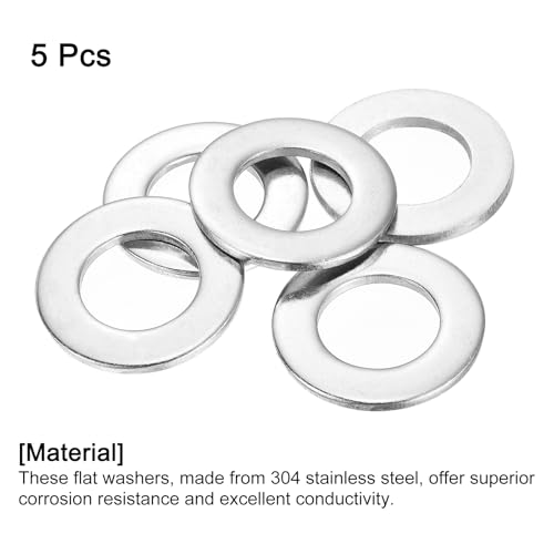 uxcell 5Pcs 3/4 Flat Washer, 304 Stainless Steel 0.812" ID x 1.469" OD x 0.134" Thick for Bolt Screw, Factories Repair, Kitchens, Shops, and Outdoor Construction, Silver 0.812" x 1.469" x 0.134" 5