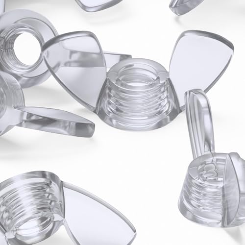 50x Clear Acrylic Plastic Butterfly Wing Nuts M4, Thumb Nuts