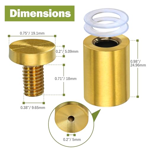 19 x 30mm (Dia. x L) Stainless Steel Standoff Screws - Gold - 24 Pieces 19 x 30mm / 0.75" x 1.18"