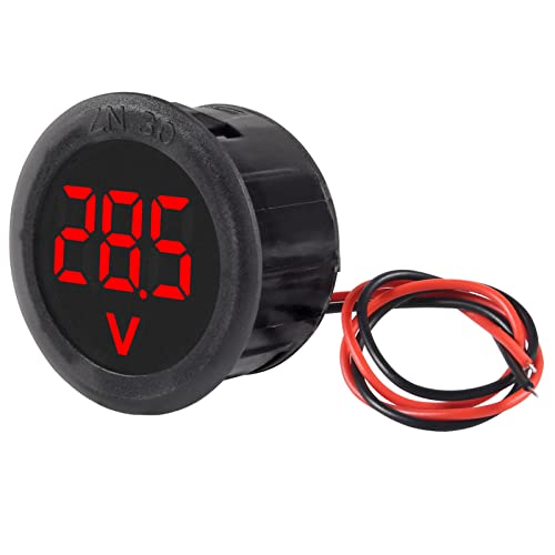 5PCS DC 4-100V LED Digital Display Circular Two-Wire Voltmeter DC Digital Voltmeter Head Display Reverse Connection Protection Red