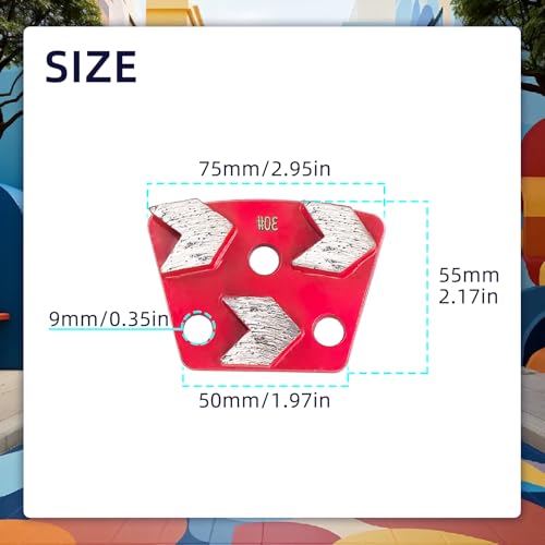 Flylin 3Pcs Trapezoid Diamond Grinding Disc 30 Grit, 3 Arrow Teeth-Red 3 Arrow Teeth--Red