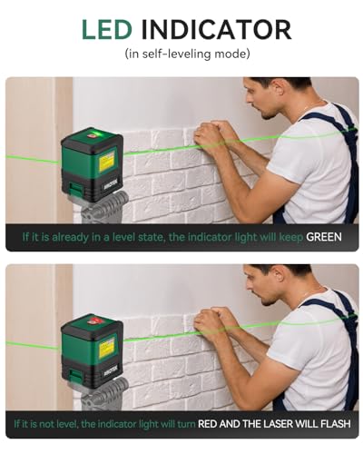 Nikotek Laser Level, Self-leveling Green Line Laser With Horizontal and Vertical Lines for Construction and Picture Hanging, Battery Included (NK01GT) NK02GT