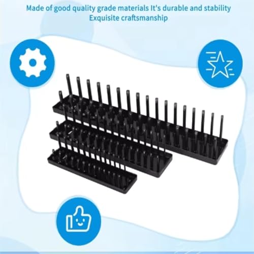 3PCS Socket Set for /4in 3/8in /2in Sockets Multifunctional Tool Tray with Deep & Standard Socket Holders Compatible with Most Toolboxes