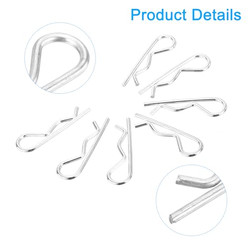uxcell 50Pcs 2.5mmx50mm 304 Stainless Steel R Shaped Spring Cotter Pins, R Clips Cotter Pin Spring Fastener for Household Appliances, Sports Equipment, Car Mechanics Repair (Silver) 50